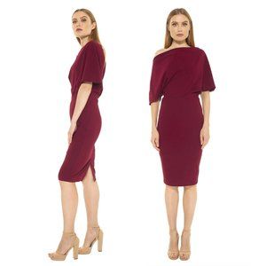 NWT Alexia Admor Olivia Midi Dress in Red Maple, Size XS